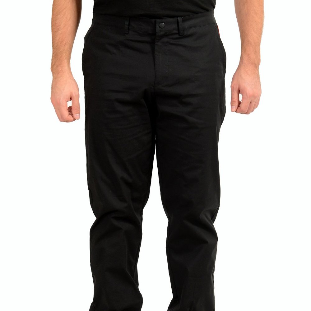 Scuderia Ferrari Men's Black Stretch Popeline Trousers Pants